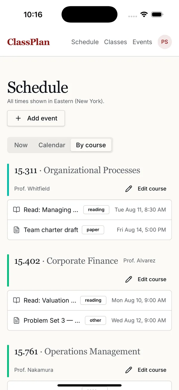 Go course by course